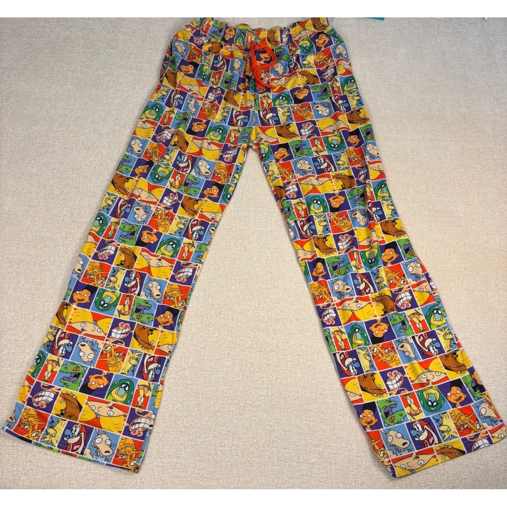 Nickelodeon 90s Cartoon Character Lounge Pants XL Hey Arnold Rugrats Pajamas